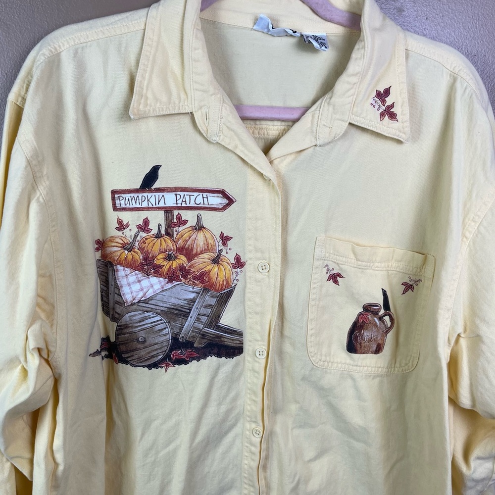 Vintage Fall Button Up Women's XL Pumpkin Autumn